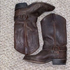 FRYE Espresso Billy Harness Leather Boots! Size 8